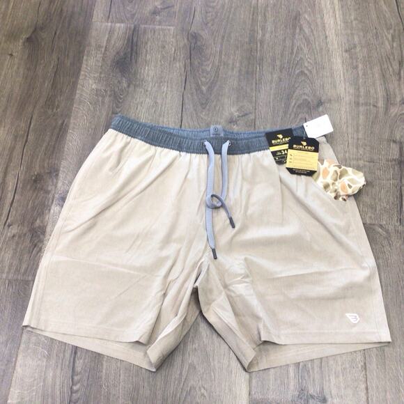 Burlebo Mens Lined Athletic Shorts 7in Inseam Patterned Liner Pocket Size Large - Picture 1 of 5